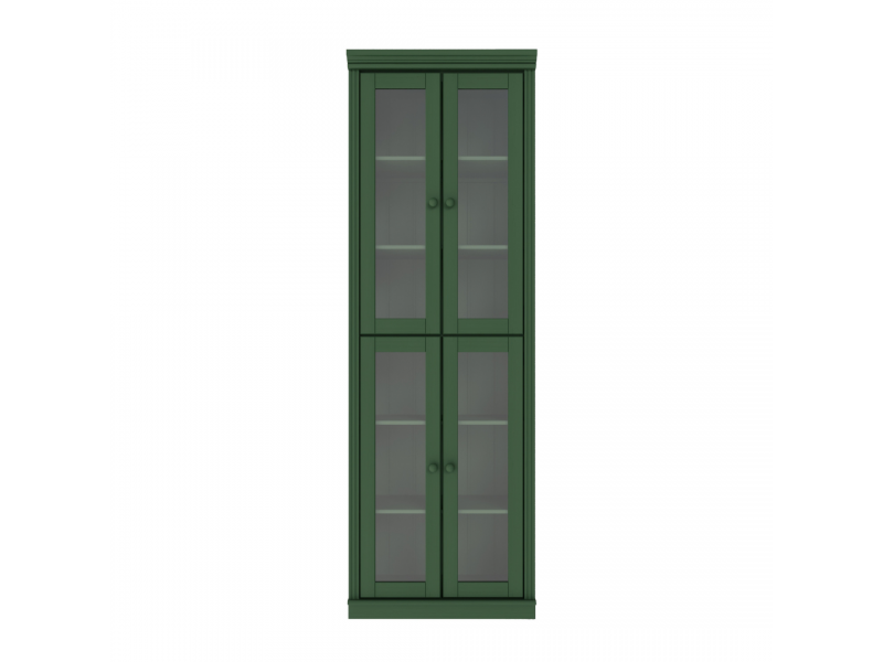 Estante Biblioteca 220 cm em Madeira Maciça com 4 Portas de Vidro com acabamento na cor verde | Coleção Biblioteca
